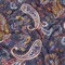 1 Yard Navy Pompeian Red Goldenrod Paisley Gauzy Cotton Voile Fabric for Bohemian Apparel 35" Wide